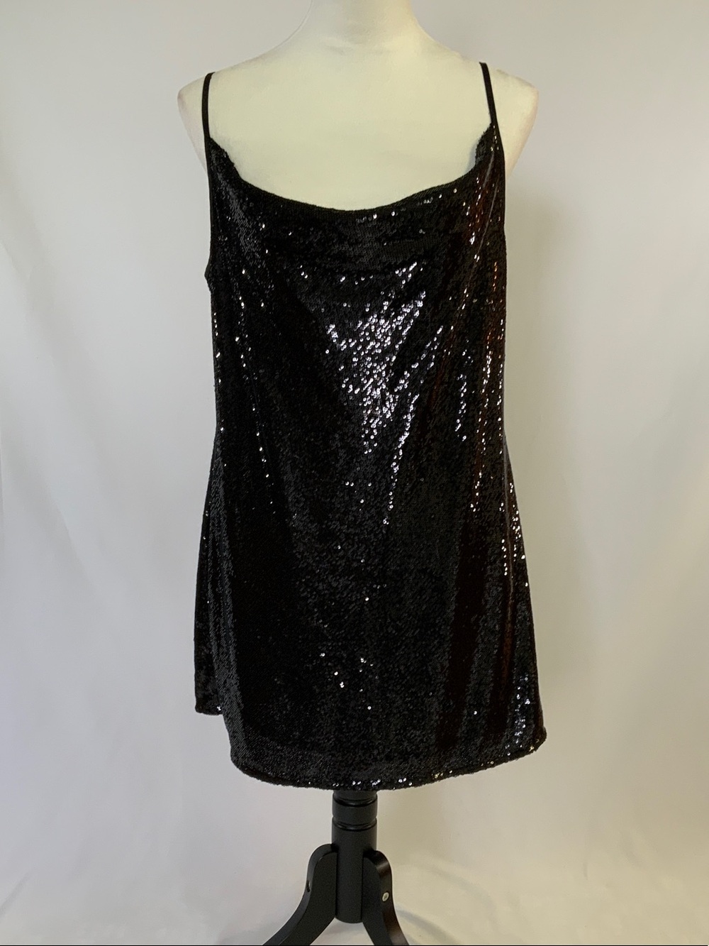 All Saints Black Sequin Cowl Neck Camisole